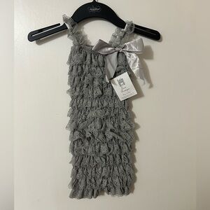 Gray Ruffled Fancy Romper with Bow